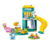 LEGO Bluey Playground Fun with Bluey and Chloe - Toy for 4+ Year Old Girls & Boys - incl. 2 Minifigures, a Functional Pink See-Saw, Slide, Climbing Frame & 3 Plants - Gift for TV Show Fans - 11201