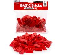 Lego Red Roofing Bricks 100 Pack 2x4 Lego Bricks - Lego Roofing Replacement Parts Set, Single Lego Roofing Stones for Roofing, Classic Red Lego Tiles, Bricks