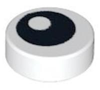 LEGO Round Eye Tile, 1 x 1, Black Pupil Pattern, Part 98138pb007 (White, 10, Bricks)