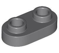 LEGO Round Plate 1 x 2 with Open Studs, Part 35480 (Dark Bluish Gray, 10, Bricks)