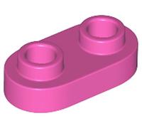 LEGO Round Plate 1 x 2 with Open Studs, Part 35480 (Dark Pink, 10, Bricks)