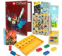 LEGO School Supplies for Boys Set ~ 12 Pc Hardcover LEGO Notebook, LEGO Folder, Utility Case, Stickers, LEGO Erasers, More | LEGO Minifigure Stationery Bundle