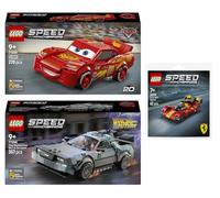 Lego Set of 3: 77255 Lightning McQueen, 77256 Time Machine from Back to the Future & 30709 Ferrari 499P Super Sports Car