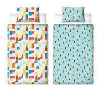 LEGO® Single Duvet Cover Set Colourblock Bricks Reversible 2 Sided Blue Bedding Including Matching Pillow Case LEGO® Design Single Bed Set