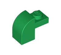 LEGO Slope Brick, Curved 2 x 1 x 1 1/3, Single Recessed Stud, Part 6091 (Green, 10, Bricks)