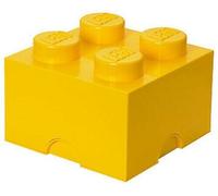 LEGO Storage Brick 4 Knobs YELLOW - Stackable Plastic Storage Box with Lid for Kids and Adults Ideal Desk Organizer and Toy Box - 5.6L Capacity