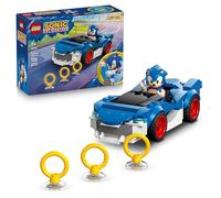 LEGO Sonic the Hedgehog: Sonic Speedster Lightning - Race Car Toy w/a Minifigure, Chaos Emerald & 3 Gold Rings - Gaming Gift for 7+ Year Old Boys & Girls - 77117