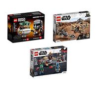 LEGO Star Wars Bundle BrickHeadz The Child & Mandalorian 75317 / Trouble on Tatooine 75299 / Battle Pack Shock Troopers and Speeder Bike Building Kit 75267 Toy Set
