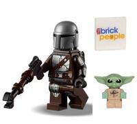 LEGO Star Wars: Mando Minifig and Grogu Combo - Silver Beskar Armor - Din Djarin The Mandalorian