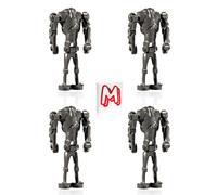 LEGO Star Wars The Clone Wars Minifigure - Super Battle Droid (Pearl Dark Gray) 4 Pack with Minifigureland Tile