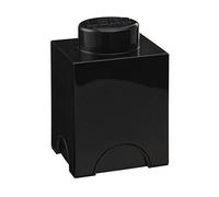 LEGO Storage Brick 1 Knob Black, Stackable Box With Lid, 1.2l - Desk and Room Storage, Toy Box, Home Decor