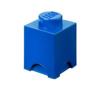 LEGO Storage Brick 1 Knob Blue, Stackable Storage Box 1.2L - Plastic Storage Box with Lid, Desk Organizer and Toys