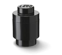 LEGO Storage Brick 1 Knob Round Black, Stackable Storage Box, 950 ml, Ø123x183 mm, Storage Box with Lid, Desk Storage Box for Kids & Adults, Home Decor