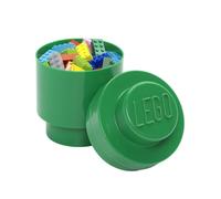 LEGO Storage Brick 1 Knob Round Green, Stackable Storage Box, 950 ml, Ø123x183 mm, Storage Box with Lid, Desk Storage Box for Kids & Adults, Home Decor