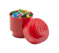 LEGO Storage Brick 1 Knob Round Red, Stackable Storage Box, 950 ml, Ø123x183 mm, Storage Box with Lid, Desk Storage Box for Kids & Adults, Home Decor
