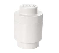 LEGO Storage Brick 1 Knob Round White, Stackable Storage Box, 950 ml, Ø123x183mm, Storage Box with Lid, Desk Storage Box for Kids & Adults, Home Decor