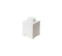 LEGO Storage Brick 1 Knob White - Stackable Box With Lid, 1.2L Capacity, for Desk and Room Organization, Toy Storage, Home Decor