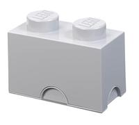 LEGO Storage Brick 2 Knobs Medium Grey, Stackable Storage Box, 2.6L - LEGO Product, Plastic Storage Box with Lid, Desk Storage, Room Storage, Toy Box
