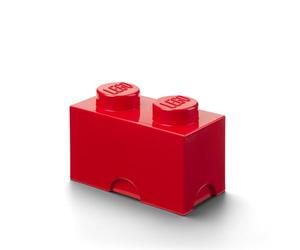 LEGO Storage Brick 2 Knobs Red, Stackable Storage Box, 2.6L - LEGO Product, Plastic Storage Box with Lid, Desk Storage, Room Storage, Toy Box