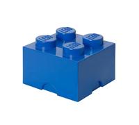 LEGO Storage Brick 4 Knobs Blue - Stackable Plastic Storage Box with Lid for Kids and Adults Ideal Desk Organizer and Toy Box - 5.6L Capacity