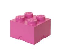 LEGO Storage Brick 4 Knobs Bright Purple - Stackable Plastic Storage Box with Lid for Kids and Adults Ideal Desk Organizer and Toy Box - 5.6L Capacity