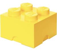 LEGO Storage Brick 4 Knobs Cool Yellow - Stackable Plastic Storage Box with Lid