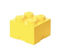 LEGO Storage Brick 4 Knobs Cool Yellow - Stackable Plastic Storage Box with Lid for Kids and Adults Ideal Desk Organizer and Toy Box - 5.6L Capacity