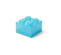 LEGO Storage Brick 4 Knobs Glitter Light Blue - Stackable Plastic Storage Box with Lid for Kids and Adults Desk Organizer and Toy Box