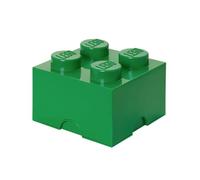 LEGO Storage Brick 4 Knobs GREEN - Stackable Plastic Storage Box with Lid for Kids and Adults Ideal Desk Organizer and Toy Box - 5.6L Capacity