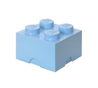LEGO Storage Brick 4 Knobs Light Royal Blue - Stackable Plastic Storage Box with Lid for Kids and Adults Desk Organizer and Toy Box - 5.6L Capacity