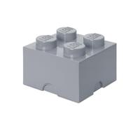 LEGO Storage Brick 4 Knobs Medium Stone Grey- Stackable Plastic Storage Box with Lid for Kids and Adults Desk Organizer and Toy Box - 5.6L Capacity