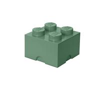 LEGO Storage Brick 4 Knobs Sand Green - Stackable Plastic Storage Box with Lid for Kids and Adults Ideal Desk Organizer and Toy Box - 5.6L Capacity