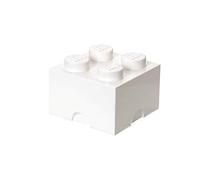 LEGO Storage Brick 4 Knobs White - Stackable Plastic Storage Box with Lid for Kids and Adults Ideal Desk Organizer and Toy Box - 5.6L Capacity