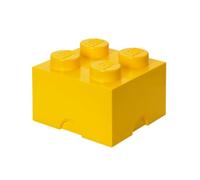 LEGO Storage Brick 4 Knobs YELLOW - Stackable Plastic Storage Box with Lid for Kids and Adults Ideal Desk Organizer and Toy Box - 5.6L Capacity
