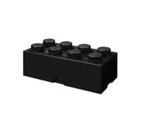 LEGO Storage Brick 8 Knobs BLACK - Stackable Plastic Storage Box with Lid for Kids and Adults, Ideal Desk Organizer and Toy Box - 12.1L Capacity