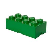 LEGO Storage Brick 8 Knobs GREEN - Stackable Plastic Storage Box with Lid for Kids and Adults, Ideal Desk Organizer and Toy Box - 12.1L Capacity