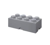 LEGO Storage Brick 8 Knobs GREY- Stackable Plastic Storage Box with Lid for Kids and Adults, Ideal Desk Organizer and Toy Box - 12.1L Capacity