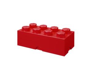 LEGO Storage Brick 8 Knobs RED - Stackable Plastic Storage Box with Lid for Kids and Adults, Ideal Desk Organizer and Toy Box - 12.1L Capacity