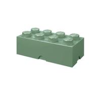 LEGO Storage Brick 8 Knobs SAND GREEN - Stackable Plastic Storage Box with Lid for Kids and Adults, Ideal Desk Organizer and Toy Box - 12.1L Capacity