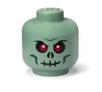 LEGO STORAGE HEAD (LARGE) - GREEN SKELETON - Polypropylene Storage Box with Lid for Kids' Toy Storage, Stackable Organizer, and Fun Storage Solution for LEGO Enthusiasts and Beyond