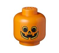 LEGO STORAGE HEAD (LARGE) - PUMPKIN - Polypropylene Storage Box with Lid for Kids' Toy Storage, Stackable Organizer, and Fun Storage Solution for LEGO Enthusiasts and Beyond