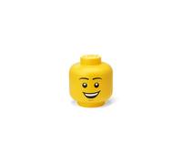 LEGO Storage Head (MINI) - HAPPY BOY - Polypropylene Storage Box with Lid for Kids' Toy Storage Stackable Organizer and Fun Storage Solution