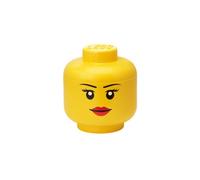 LEGO Storage Head Small - Girl - Polypropylene Storage Box with Lid for Kids' Toy Storage Stackable Organizer and Fun Storage Solution Toy Box yellow