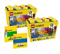 LEGO Super Maxi Set: 2 x 10698 Large Building Blocks Box + 10700 Green Building Plate + 10714 Blue Building Plate