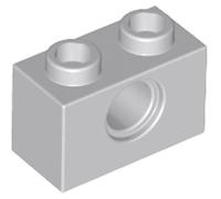 LEGO Technic, Brick 1 x 2 with Hole Part Number 3700 (Light Bluish Gray, 10, Bricks)