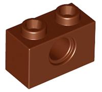LEGO Technic, Brick 1 x 2 with Hole Part Number 3700 (Reddish Brown, 10, Bricks)