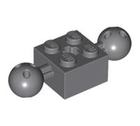 LEGO Technic, Brick Modified 2 x 2 with 2 Ball Joints and Axle Hole, Part 17114, Choose Your Colour, Part 17114, Choose Your Colour (Dark Bluish Gray, 2, count)