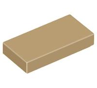 LEGO Tile 1x2, Part 3069, Building Block Component (Dark Tan, 10, Bricks)