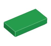 LEGO Tile 1x2, Part 3069, Building Block Component (Green, 10, Bricks)