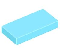LEGO Tile 1x2, Part 3069, Building Block Component (Medium Azure, 10, Bricks)